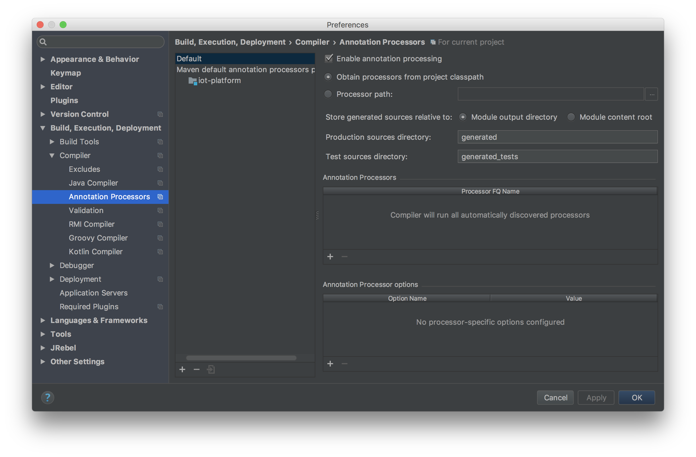 开启Annotation Prcessing